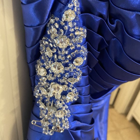 Royal Blue Azazie Kamila One-shoulder Satin Bridesmaid Dress (20) - Picture 3 of 8